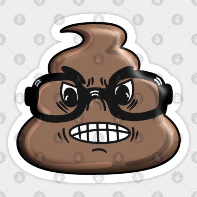 Angry geek poop emoji Poo Emoji Sticker TeePublic